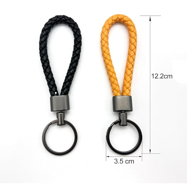 2 kpl käsinkudottua punottua nahkaavaimenperää, avaimenperän hihnoja miehille ja naisille, metalliavaimenperä kotiin ja auton avaimille Yellow
