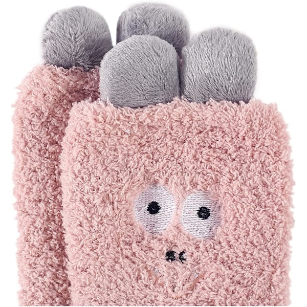 Pehmeät ja lämpimät tossusukat naisille - Superpehmeät mikrokuidut, mukavat nukkumissukat, 6 tai 5 paria 5 Pairs Cute Emotion