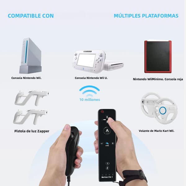 2-pack Svarta Motion-spelkontroller Kompatibla med Wii U-stil Konsoler