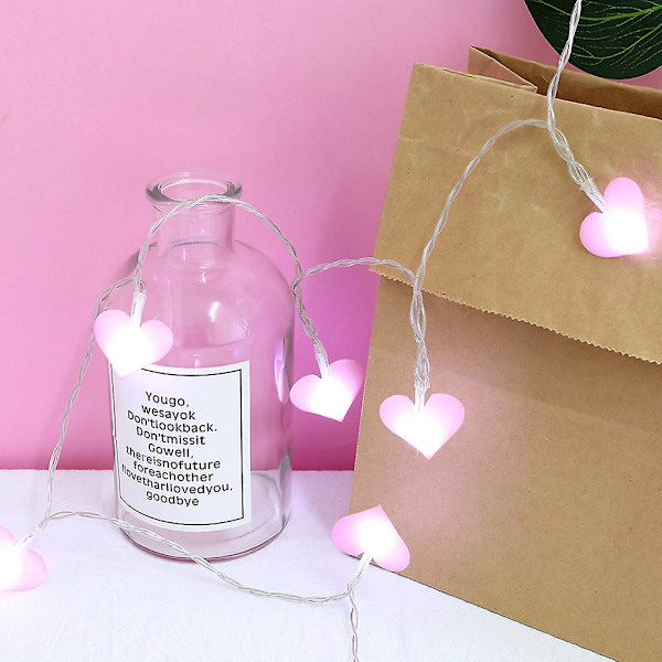 Glödlamps ljusslinga, sovrums ljusslinga, utomhus ljusslinga, scenbelysning, rosa 1,5 meter, 10 lampor, två sektioner alltid på