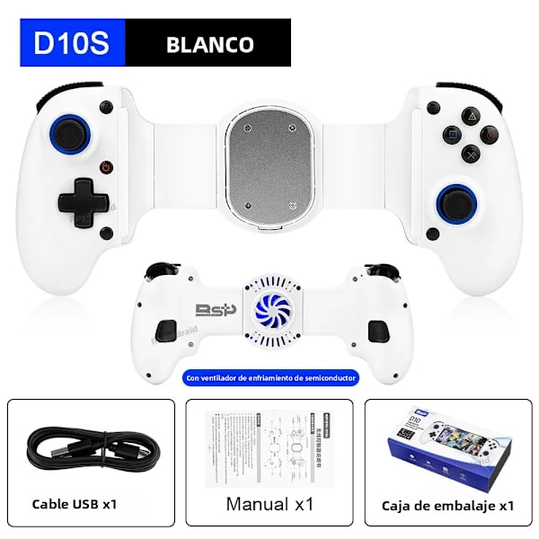 D10S Vit Trådlös Spelkontroll Kompatibel med Switch, Android, iOS och Tablet, Multiplattforms Streaming Gamepad