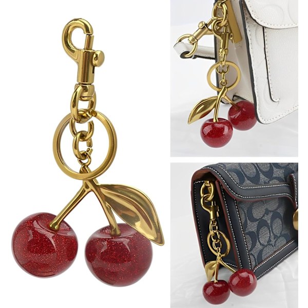 Kirsebær Nøglering Vedhæng, Hængende Kirsebær Dekoration, Fremstillet af Harpiks Legering Materiale, Et Sødt Vedhæng med Unik Charme Red Cherry Gilded