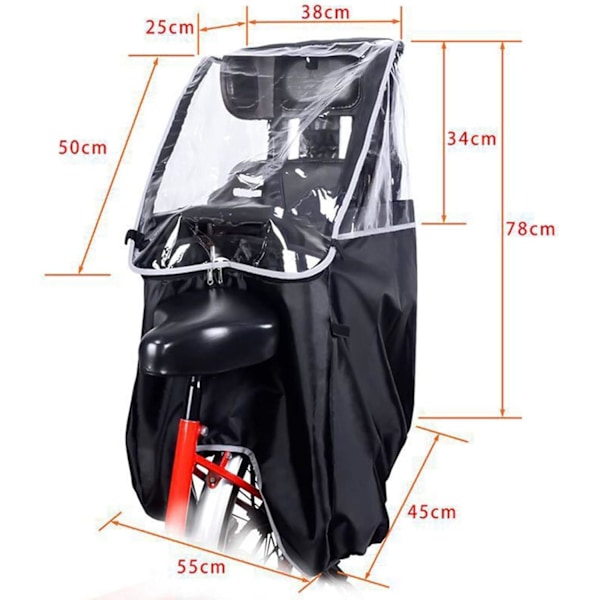 Sykkelbarneseter Regntrekk - Vanntett Trekk for Barne-Sykkelsetene, Slitesterkt Svart Regnskydd for Barne-Sykkelsetene