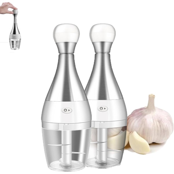 Deluxe Mini Hvidløgshakker, Deluxe Mini Hvidløgshakker, Manuel Hvidløgspresse, Multifunktionel Manuel Hvidløgspresse til Hakning af Hvidløg, Løg, Peber (2 stk 2 Pcs