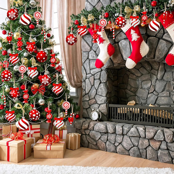 Färgglada Pepparkaksjulgransprydnader - 12-pack Julgranskulor Godis Lollipop Trä Dekoration för Festlig Heminredning