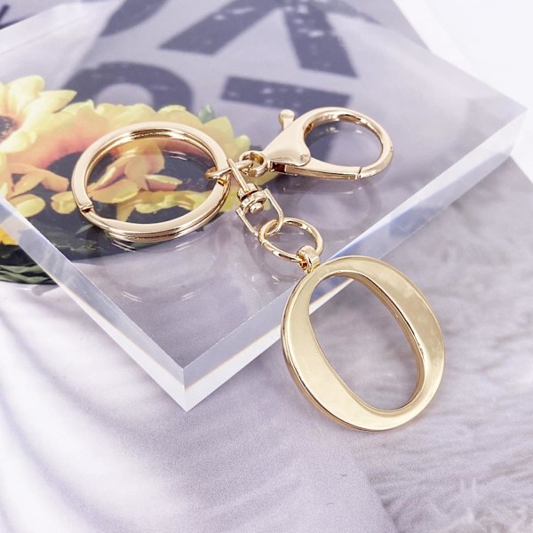 Nøglering med Guld Bogstav A-Z til Kvinder Taske Charms Pung Charms Til Håndtasker Metal Alphabet Initial Letter Nøglering O