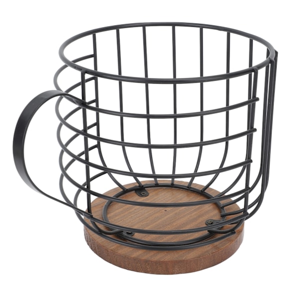 Jern kaffekapselholder med stor kapacitet, pladsbesparende træbase, husholdningskaffekapsel opbevaringsboks sort med låg black with lid