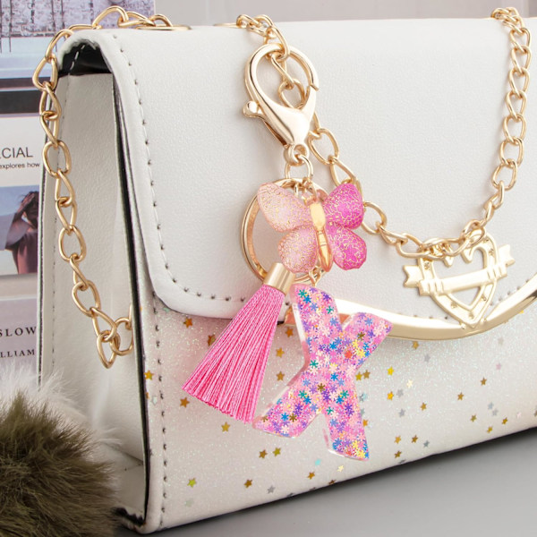 Sööt roosad võtmehoidjad naistele ja tüdrukutele, algustähega võtmehoidjad tutiga, ripatsid võtmetele, rahakotile, käekottidele ja seljakottidele Colorful Pink Butterfly-x
