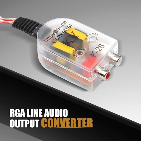 2 stk. bil linje lyd output konverter, 2,26\" x 1,5\" x 1\" høj modstand til lav modstand stik og afspil højttaler til linje niveau konverter (flerfarvet)