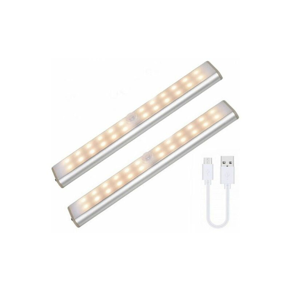 LED lysstrips, LED lysstrips, LED skabsbelysning, varm hvid sensorlys, 2 lysstrips,