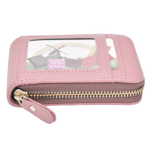 Accordion kortholder glidelås kredittkortholder mini bærbar anti-magnetisk kortholder - rosa pink