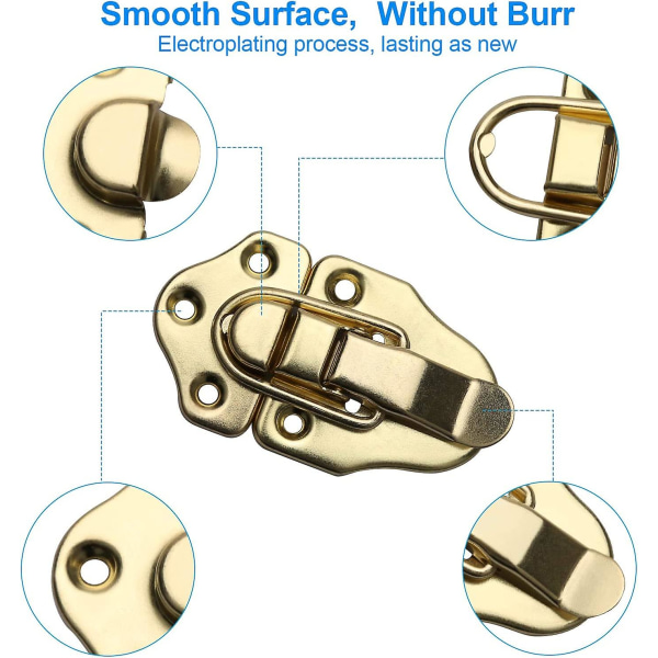 Sæt med 8 vippe låse, Iave Box bælte låse til kufferter guld og sølv