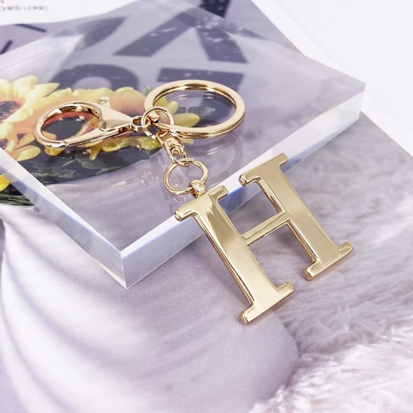 Nøglering med Guld Bogstav A-Z til Kvinder Taske Charms Pung Charms Til Håndtasker Metal Alphabet Initial Letter Nøglering H