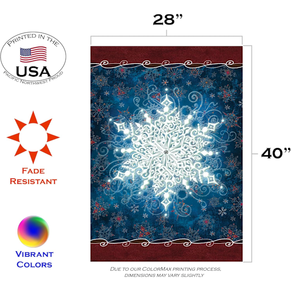12x18 Tommer Dobbeltsidet Haveflag Vinterflag, Snefnug Krans Julevinter Haveflag Husflag Til Udendørs Have Dekoration Solo Snowflake