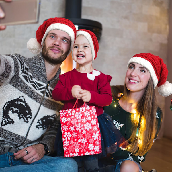 Jultomtehatt Röd Jultomtehatt Stickad Hatt Jultomtehatt För Vuxna Kvinnor Män D