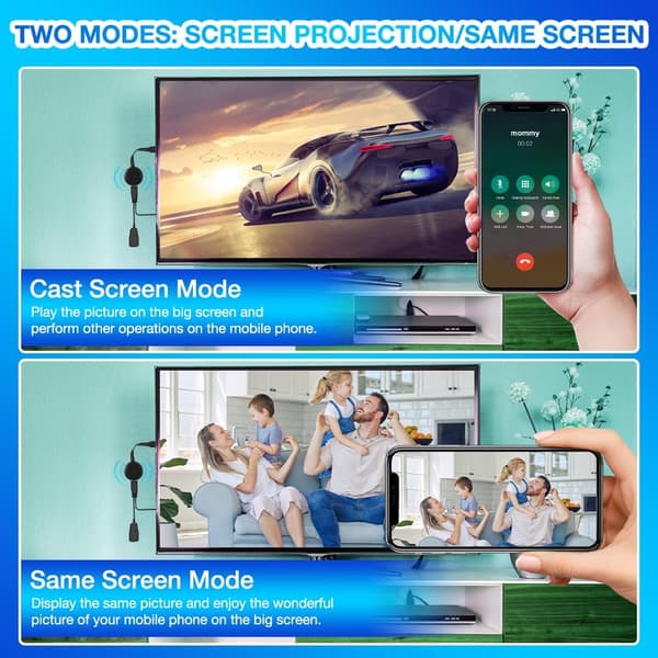 4K TV-sticka, WiFi-mediaspelare, kompatibel med TV/dator, stöder skärmspegling.