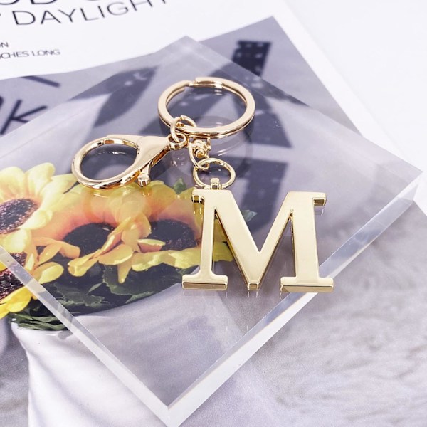 Nøglering med Guld Bogstav A-Z til Kvinder Taske Charms Pung Charms Til Håndtasker Metal Alphabet Initial Letter Nøglering M
