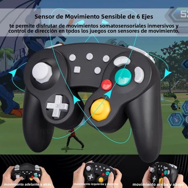 Sort Bluetooth Gamecube-stil Controller Kompatibel med Switch-konsol, PC, Android, Turbo-funktion