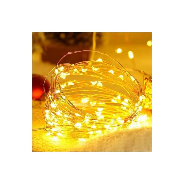 LED Solcellelys, Solcellelyskjede, LED-stripe, 12M, 100 lys, Egnet for hage, bryllup, fest, varmhvit