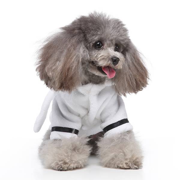 Broderad Husdjurskläder Badrock Hund Katt Sovrock Bad Absorberande Snabbtorkande Badhandduk Kläder Varma och Kallsäkra S