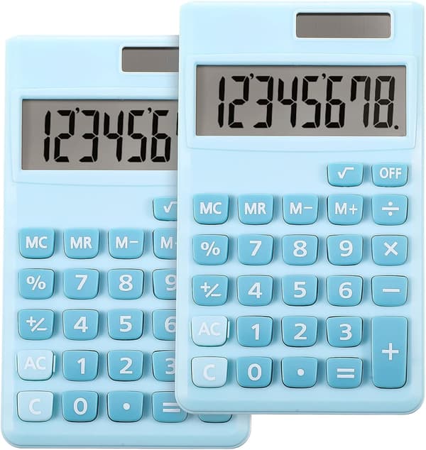 st Basic Standard Miniräknare Mini Digital Skrivbordsräknare med 8-siffrig LCD-display (Blå)