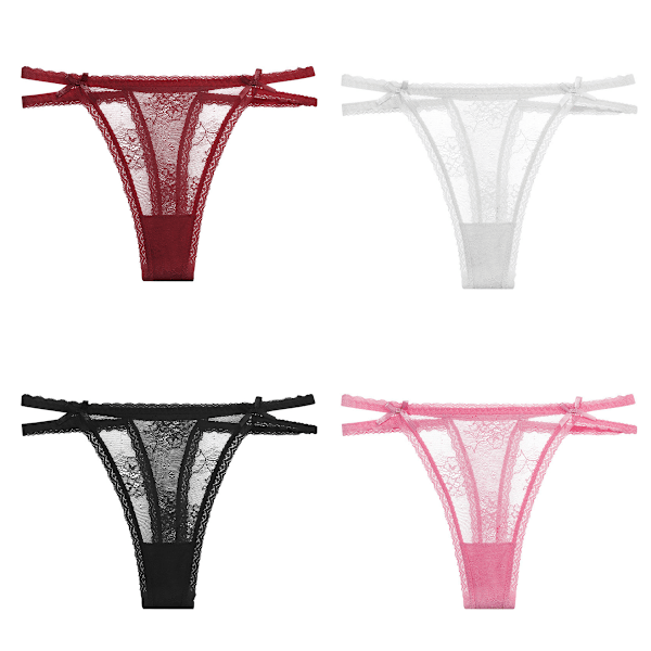 Sexig damstring med tunna transparenta band, låg midja, transparent, lämplig för sport, inte skrymmande, tre delar som en uppsättning. L