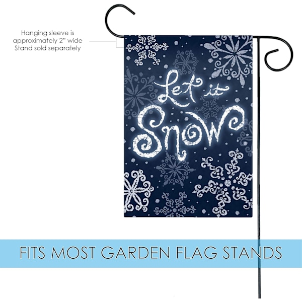 12x18 Tommer Dobbeltsidet Haveflag Vinterflag, Snefnug Krans Julevinter Haveflag Husflag Til Udendørs Have Dekoration Let It Snow