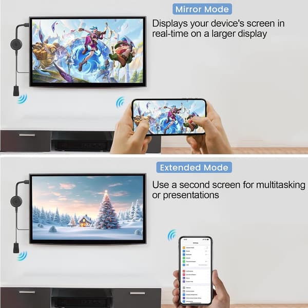 1080P trådløs HDMI-adapter, kompatibel med Android-, Windows- og Mac-skærme og projektorer.