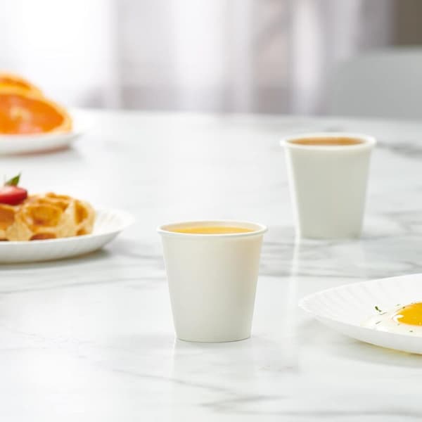 Comfort Pack [100 stycken] 180 ml H 7,2 cm vit pappersmugg, liten, engångs, för badrum, espresso, munskölj