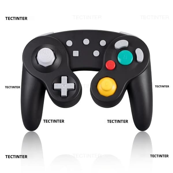 Sort Bluetooth Gamecube-stil Controller Kompatibel med Switch-konsol, PC, Android, Turbo-funktion