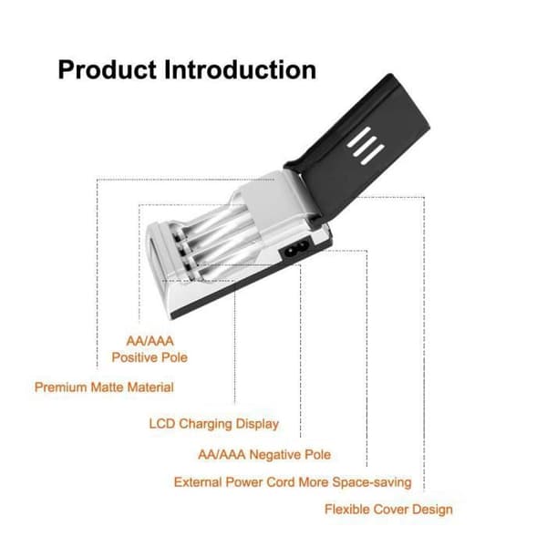 Smart batterilader for AA AAA NiMH NiCd oppladbare batterier, multilader