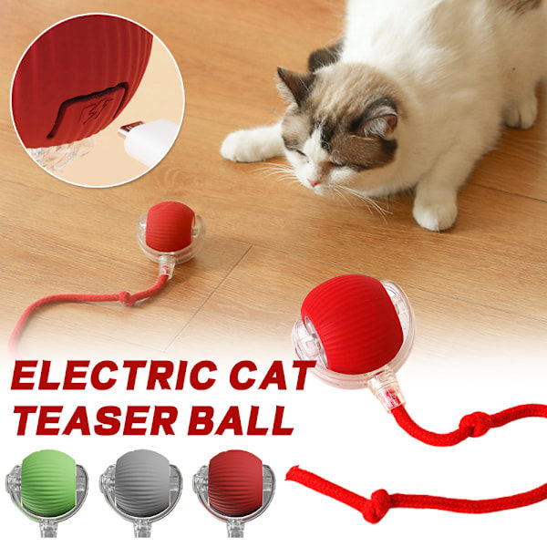 Smart Cat Ball Leketoy Automatisk Rullende Ball Elektrisk Katt Leke Selvstyrt Interaktiv Katt Hund Rød 2024