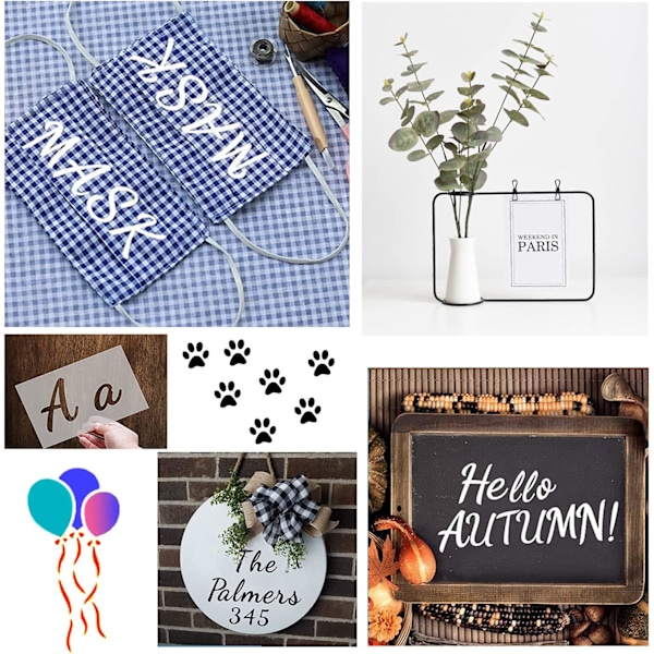 DIY uudelleenkäytettävä muovinen aakkoskirjain stencil numerostensil, jossa on isoja ja pieniä kirjaimia, numeroita ja merkkejä (40 kpl)