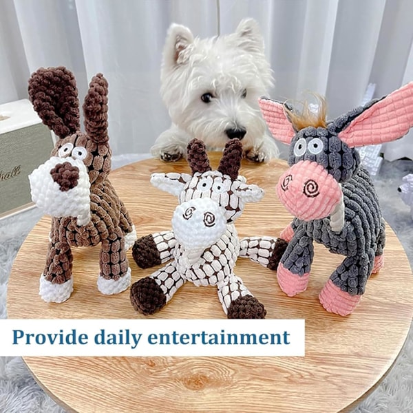 Shirem Bite Buddy, Shirem Bitebuddy Hundeleksak, Petsboro Bitebuddy Hundeleksak, Bite Buddy Hundeleksak, Bitebuddy Tuggleksak för Hundar, Petsrook Premium Plyschleksak D Brown+White+Grey