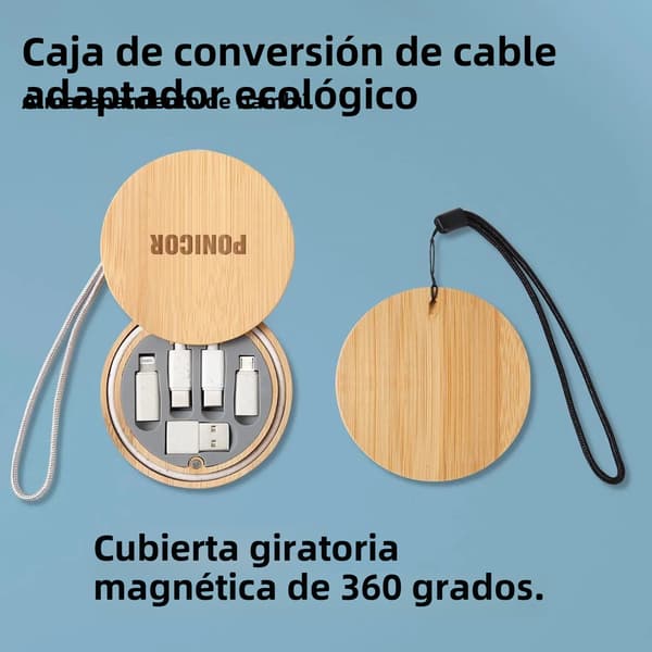 65W rund USB-C-adaptersett, inkludert reiseetui og hurtigladekabel; Micro USB C-adapteromformer