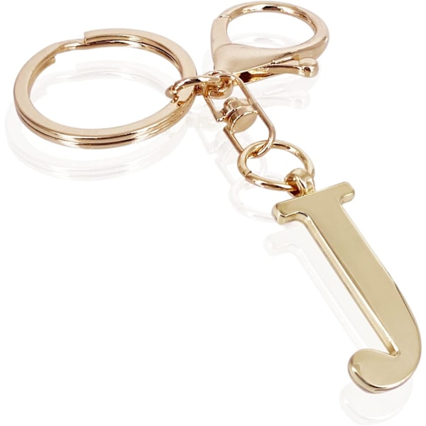 Nøglering med Guld Bogstav A-Z til Kvinder Taske Charms Pung Charms Til Håndtasker Metal Alphabet Initial Letter Nøglering J