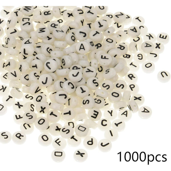1000 stk. Akryl Glow in the Dark Alphabet Perler (Tilfældige Bogstaver)