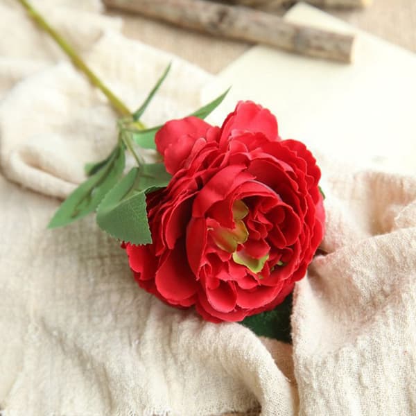 Kunstig pæon og rose, rød, 20 stk. red