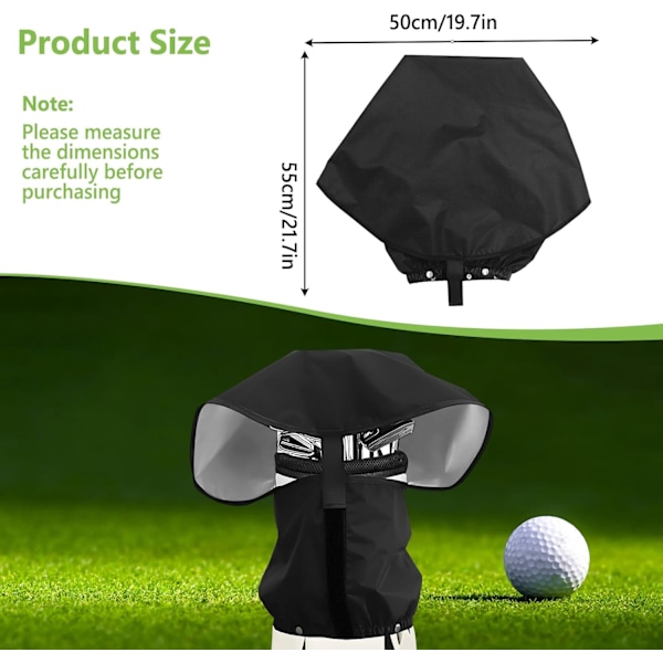 Golfbag Regnöverdrag Vattentätt Huva Golfbag Regn Skydd Överdrag Hållbart Lätt Klubbväskor Regnkappa - 21.7in x 19.7in (Svart)