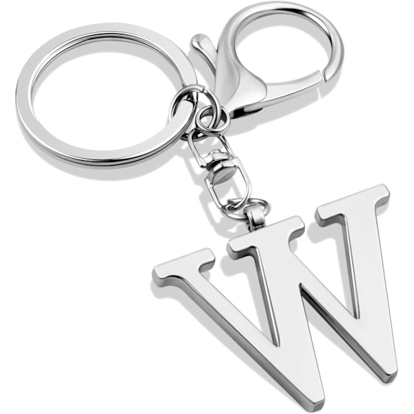 Nyckelring med guldbokstav A-Z för kvinnor, väskacharm, handväskacharm, metallinitialbokstavsnyckelring Silver-w