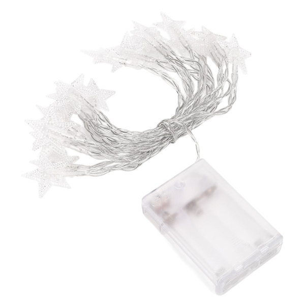 5-pack färgglada stjärnformade DIY julgransdekoration ljusslingor (varmvita stjärnor) stjärnor (batteriversion alltid på) 2 meter 10 lampor