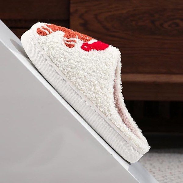 Jule-Tøfler til Kvinder og Mænd - Bløde Plys Tøfler, Vintertøfler Varme og Fluffy, Skridsikre Letvægts Bløde Tøfler, Julegaver Size 42/43
