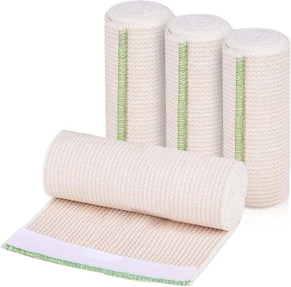 Elastiska bindor med självlåsande mekanism, tvättbara, breda elastiska bindor lämpliga för ben, mage och kropp, 4-pack, 15cm x 4,5m