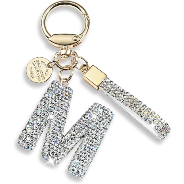 Vaaleanpunainen, Sininen ja Valkoinen Kirjainavaimenperä Naisille ja Tytöille, Bling-Kiiltävä, Söötti, Reppuun, Auton Avaimeen, Tarvikkeet, Niskalenkki M-white