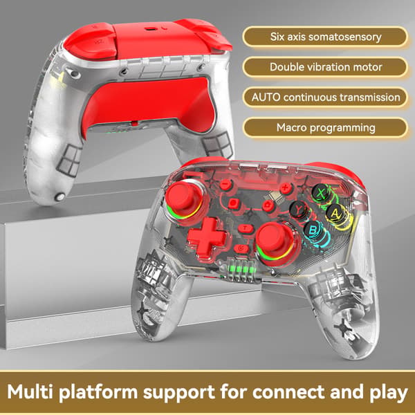 Grøn trådløs Bluetooth gamepad, kompatibel med Switch-konsol, wake-up-funktion understøttet