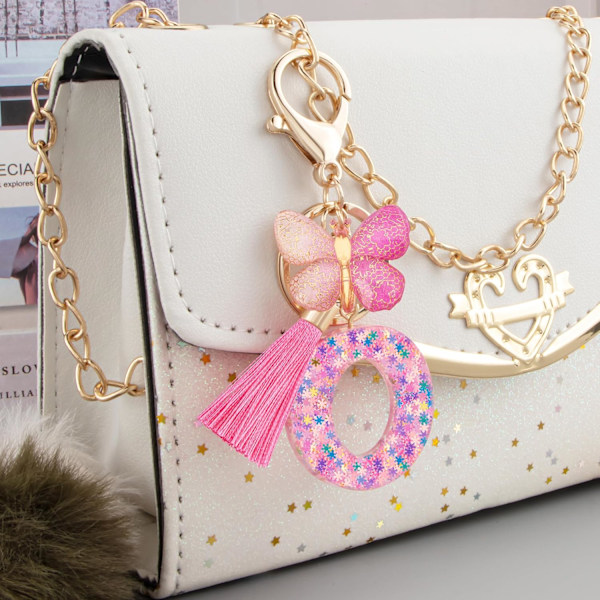 Sööt roosad võtmehoidjad naistele ja tüdrukutele, algustähega võtmehoidjad tutiga, ripatsid võtmetele, rahakotile, käekottidele ja seljakottidele Colorful Pink Butterfly-o
