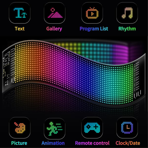 Fleksibel RGB LED Matrix Display 16x96 Piksler Bluetooth Programmerbar Rullende Tekstpanel for DIY Kostyme 120mm*595mm