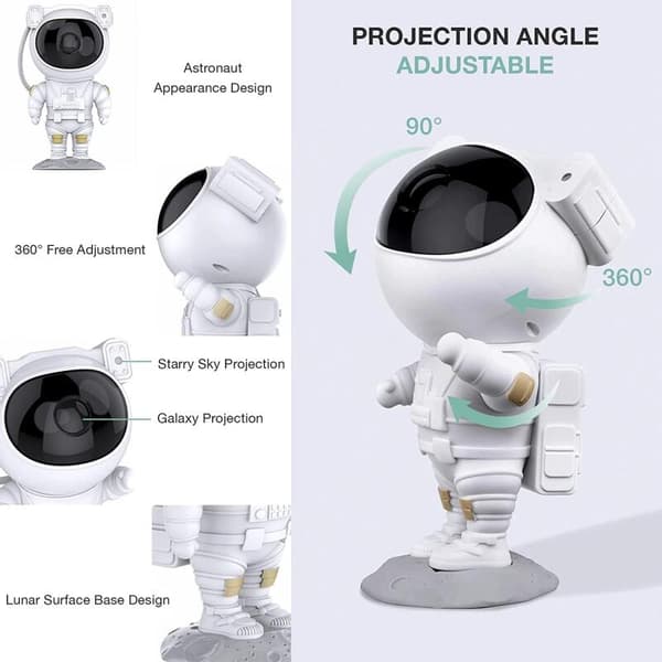 Astronaut Stjerne Projektor Lys – LED Galaxy Natlampe til Soveværelsesstemning