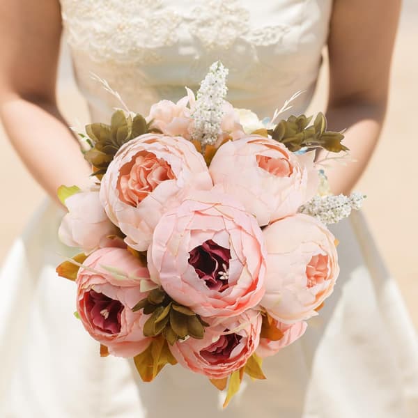 Kunstige pæonblomster, lyserød, 1 bundt pink