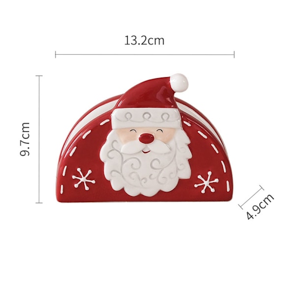 Julemann Keramik Vevholder, Søt Tegneserie Design, Kreativ Serviettholder, 13,2 x 4,9 x 9,7 cm